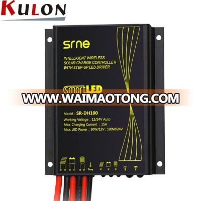 SRNE 15A 12V/50W 24V/100W solar system led street light solar charge controller